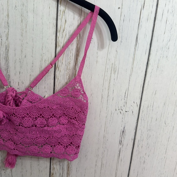 Free People Pink Lace Crop Top - Picture 4 of 9